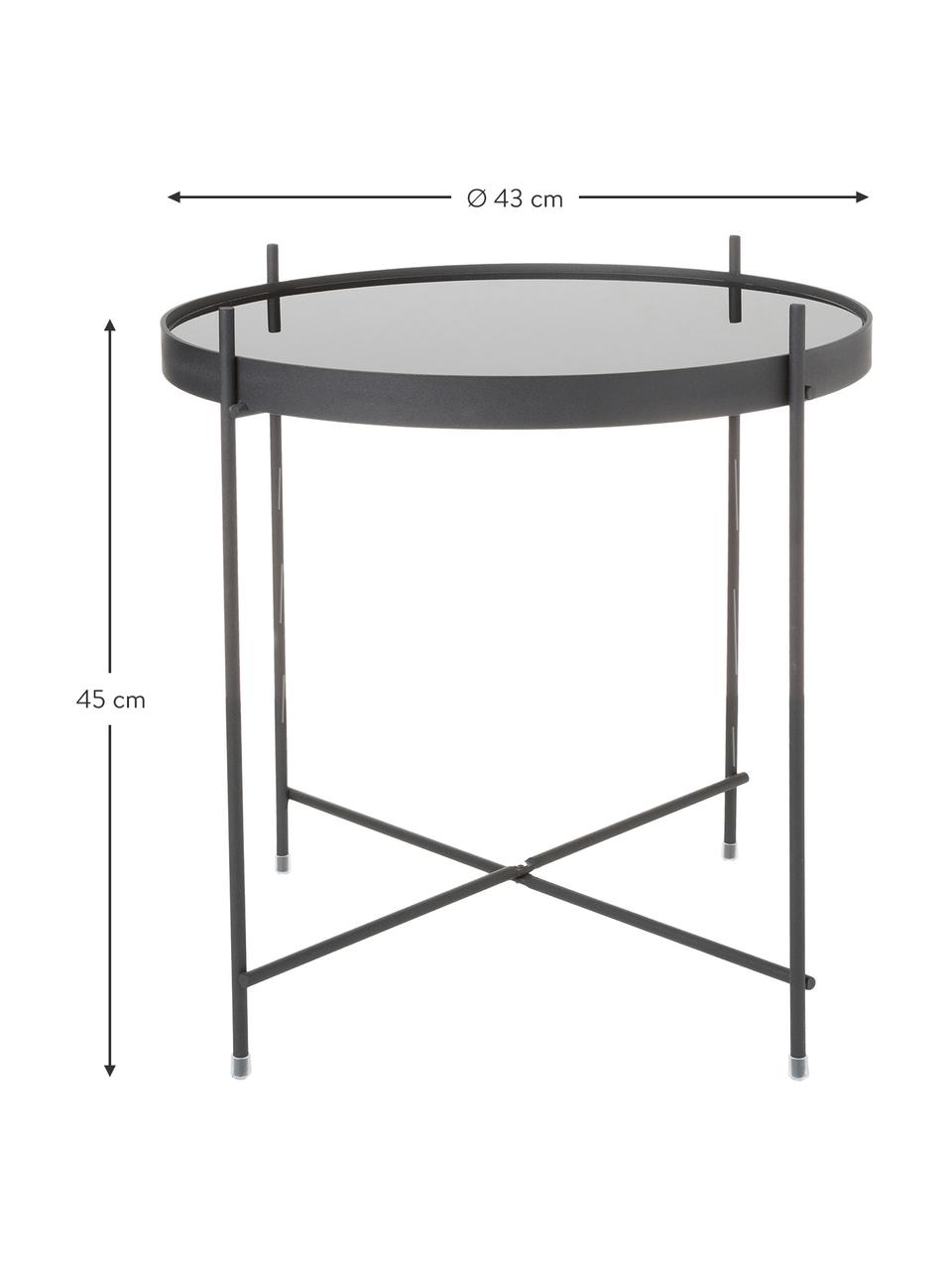 Skládací odkládací stolek se skleněnou deskou Cupid, Černá, Ø 43 cm, V 45 cm