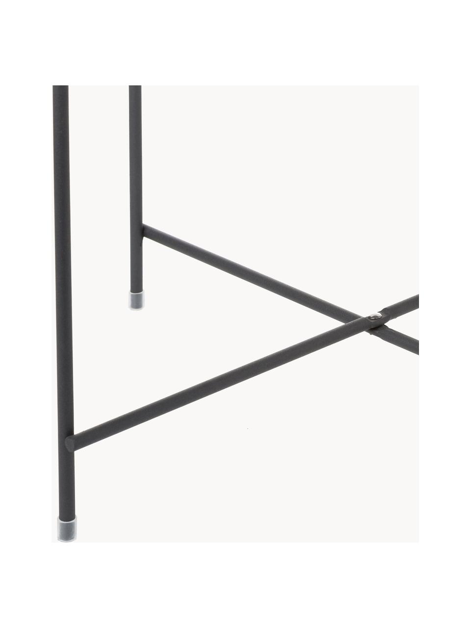 Mesa auxiliar plegable Cupid, tablero de cristal, Estructura: hierrocon pintado en polv, Tablero: vidrio negro, Negro, Ø 43 x Al 45 cm