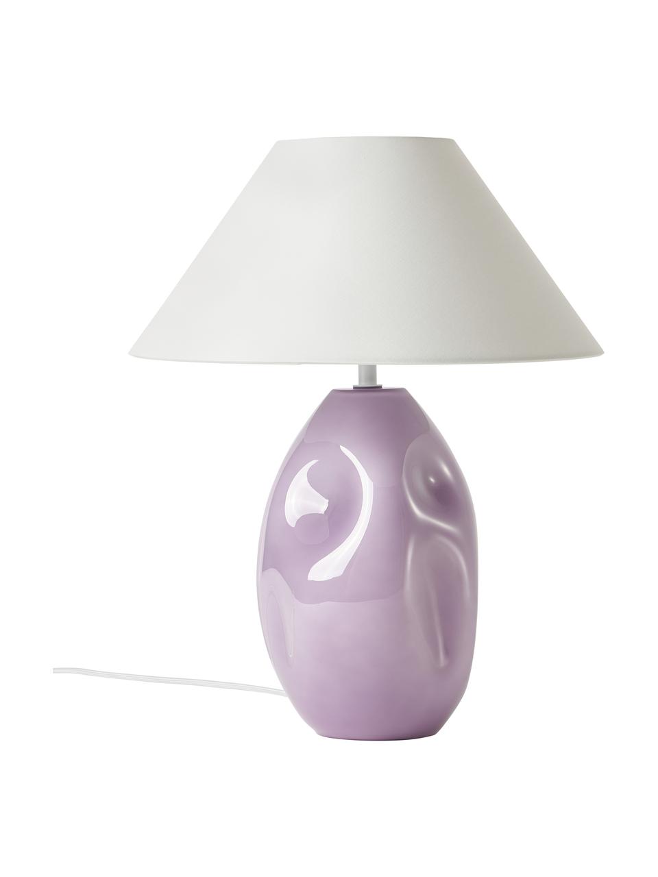 Lampe à poser en verre opalescent Xilia, Couleur lilas, blanc, Ø 40 x haut. 18 cm