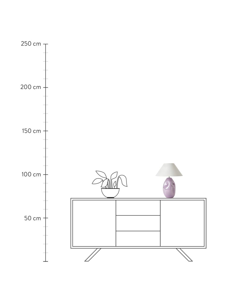 Lampada da tavolo in vetro opalino lilla Xilia, Paralume: tessuto, Base della lampada: vetro opalino, Lilla, bianco, Ø 40 x Alt. 18 cm