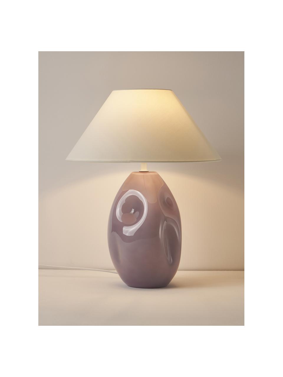 Stolní lampa z opálového skla Xilia, Fialová, bílá, Ø 40 cm, V 18 cm