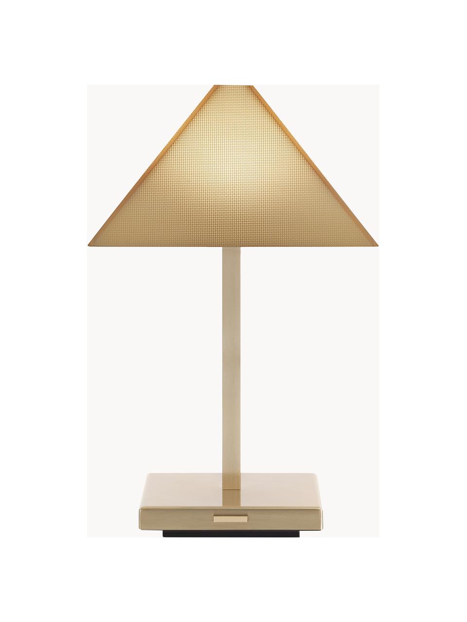 Lampa stołowa LED z funkcją przyciemniania Mini Logo, Stelaż: stal powlekana, Jasny beżowy, odcienie złotego, S 15 x W 24 cm