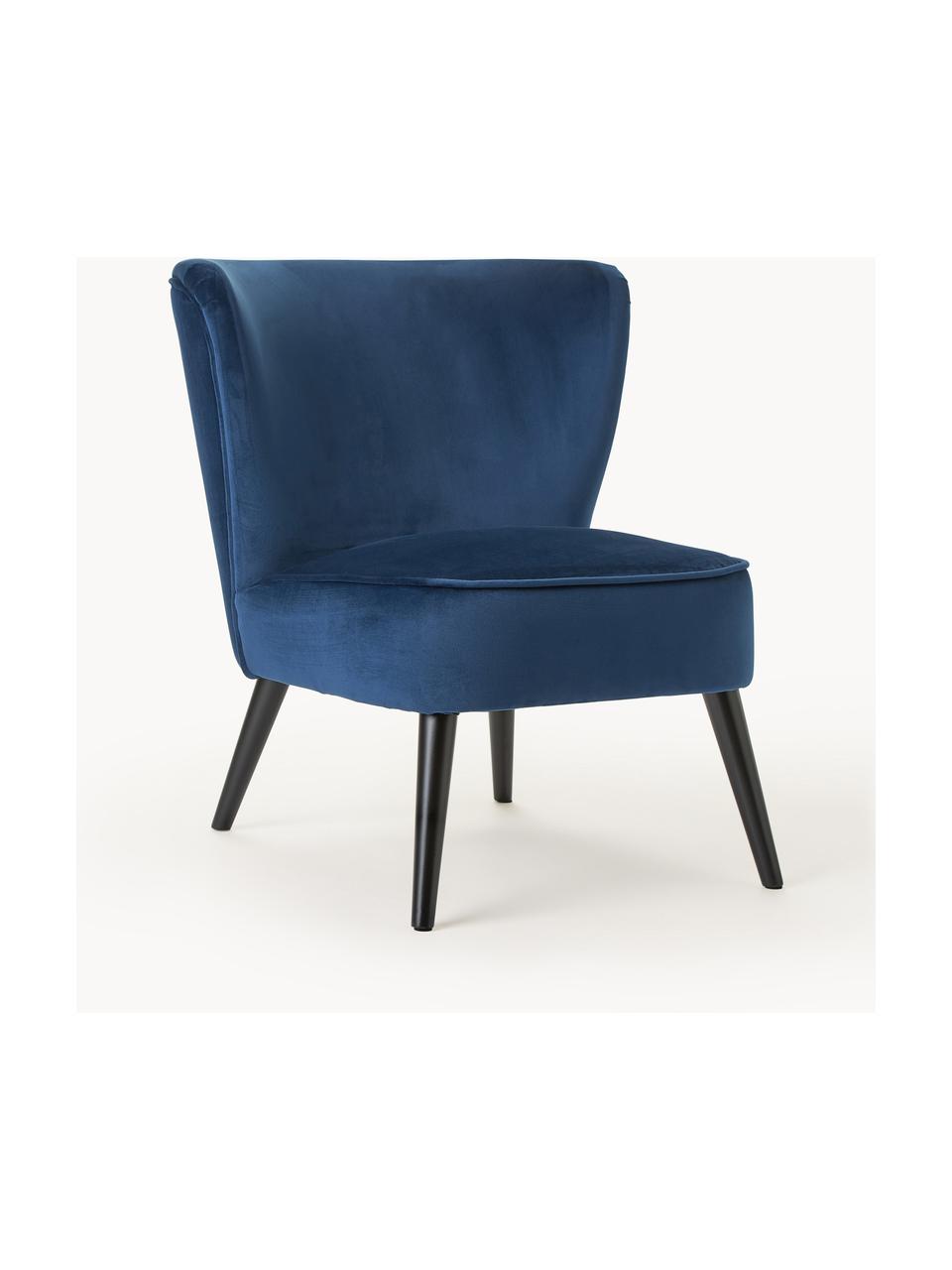 Fauteuil cocktail en velours Robine, Velours bleu foncé, larg. 63 x prof. 73 cm