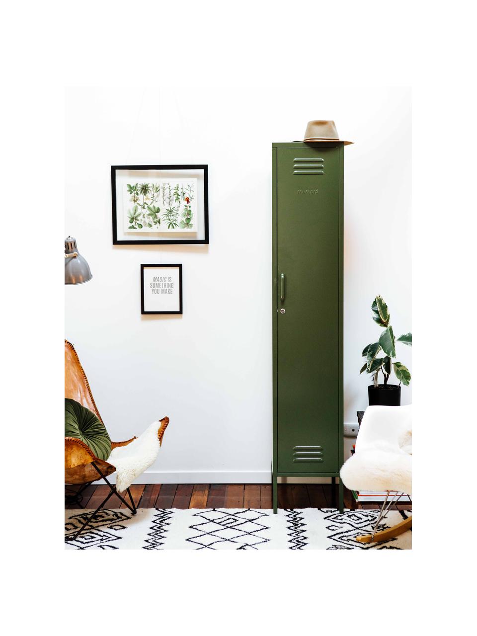 Petite armoire The Skinny, Acier, revêtement par poudre, Vert foncé, larg. 35 x haut. 183 cm