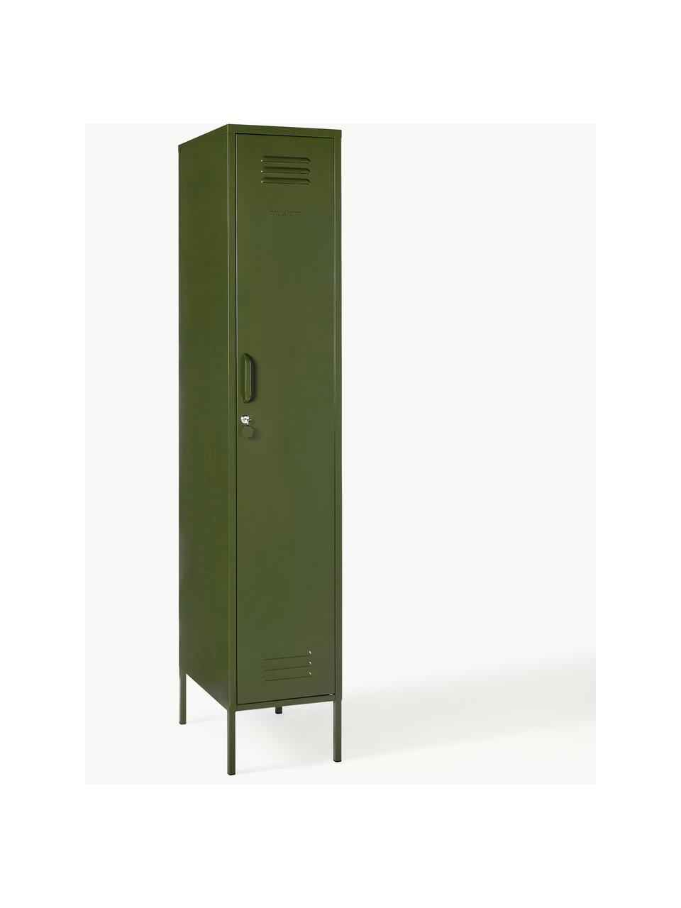 Armadietto piccolo The Skinny, Acciaio verniciato a polvere, Verde scuro, Larg. 35 x Alt. 183 cm