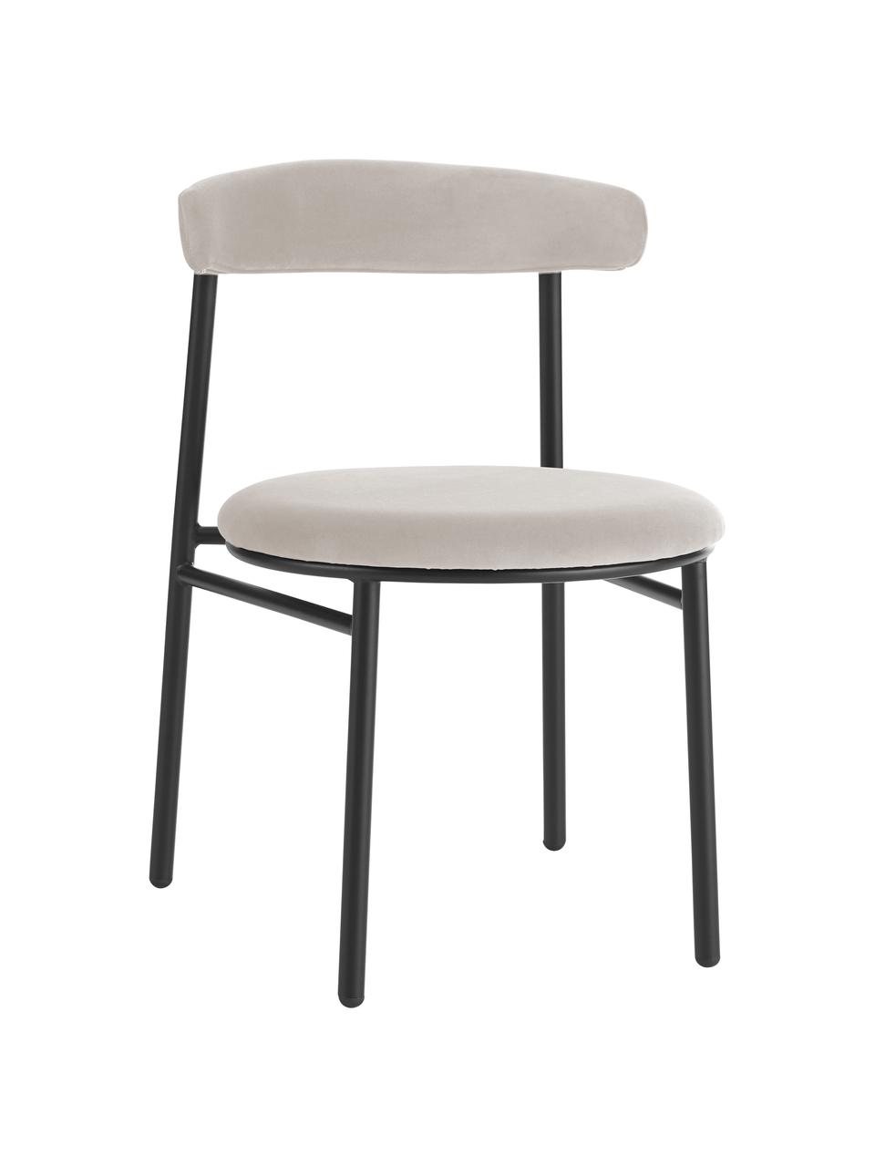 Chaises rembourrées en velours Doggi, 2 pièces, Velours couleur crème, larg. 47 x prof. 50 cm