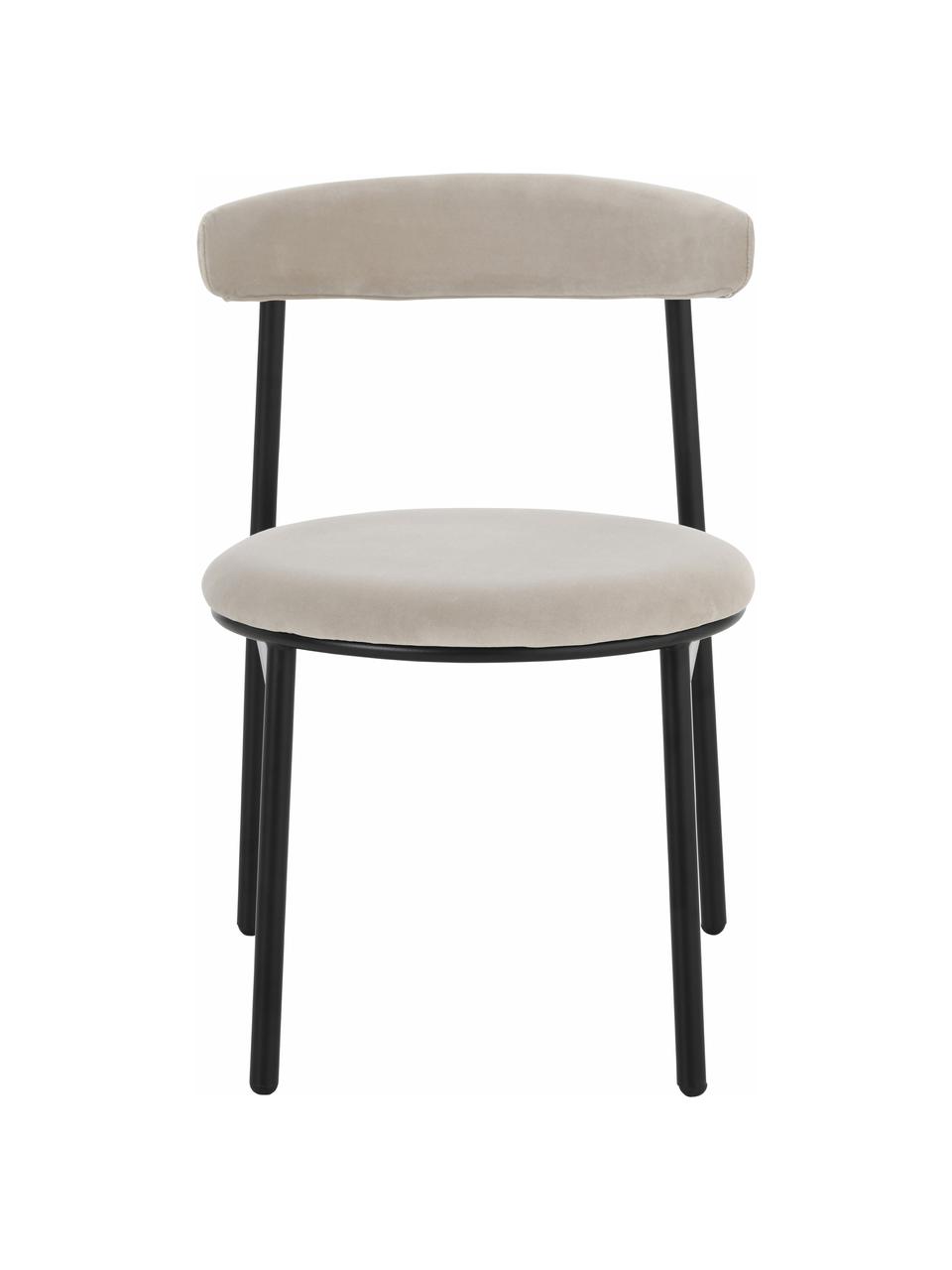 Sillas tapizadas en terciopelo Doggi, 2 uds, Tapizado: 100% poliéster Alta resis, Estructura: metal recubierto, Terciopelo crema, An 47 x F 50 cm
