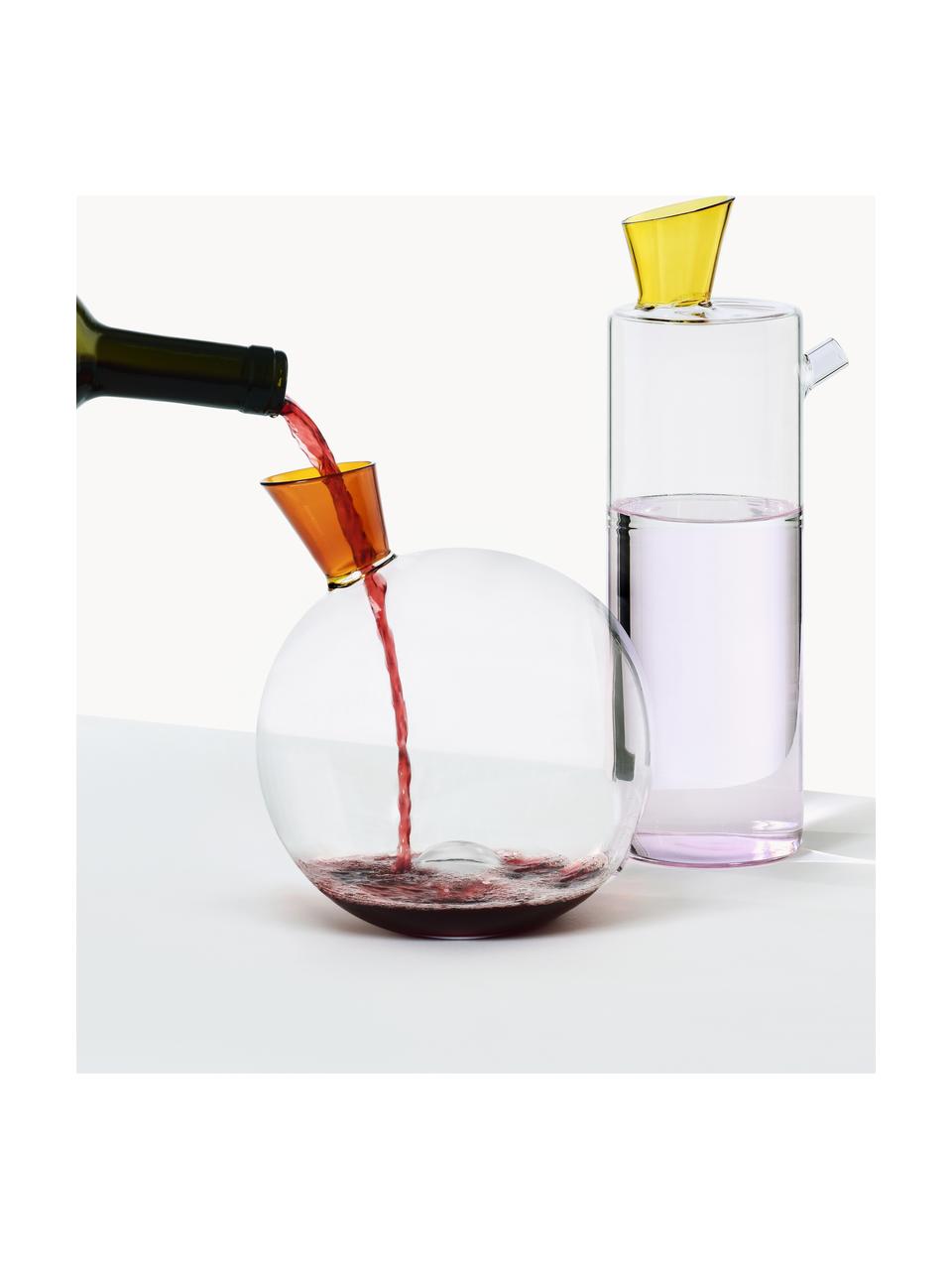 Carafe à eau artisanale Travasi, 1 L, Verre borosilicate, Rose pâle, transparent, jaune pâle, 1 L