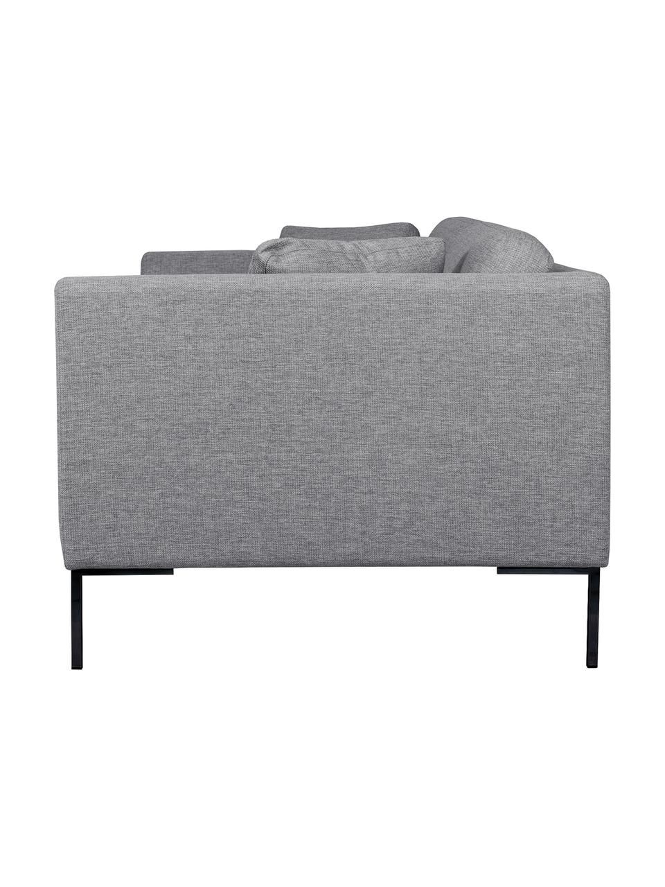 Sofa z metalowymi nogami Emma (2-osobowa), Tapicerka: poliester Dzięki tkaninie, Stelaż: lite drewno sosnowe z cer, Nogi: metal malowany proszkowo, Szara tkanina, S 194 x G 100 cm