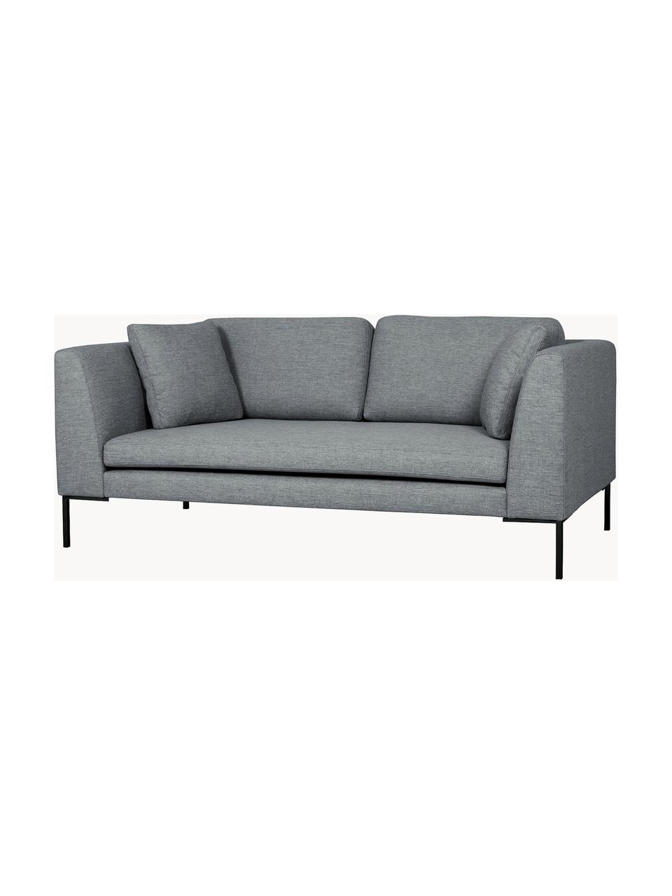 Sofa Emma (3-Sitzer) mit Metall-Füssen, Bezug: Polyester 100.000 Scheuer, Gestell: Massives Kiefernholz, Bir, Webstoff Dunkelgrau, B 194 x T 100 cm