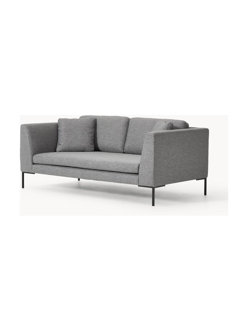 Sofa Emma (3-Sitzer) mit Metall-Füssen, Bezug: Polyester 100.000 Scheuer, Gestell: Massives Kiefernholz, Bir, Webstoff Dunkelgrau, B 194 x T 100 cm