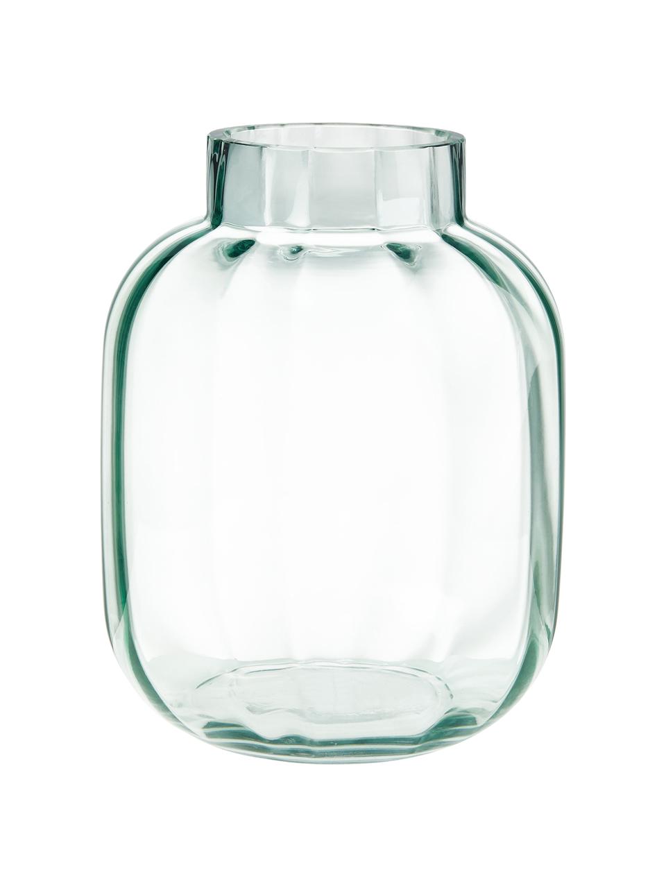 Glas-Vase Betty in Hellgrün, Glas, Hellgrün, transparent, Ø 18 x H 22 cm