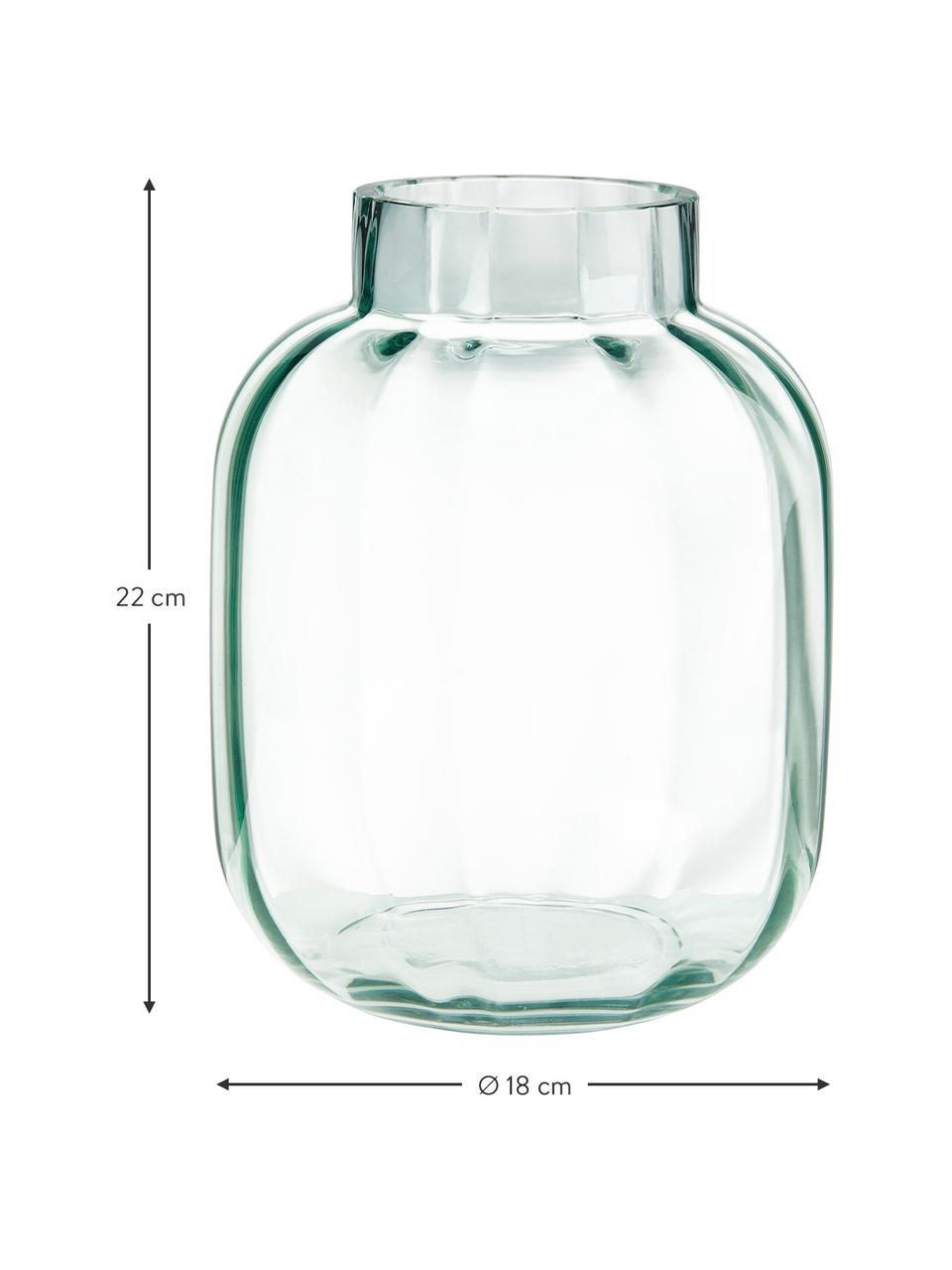 Glas-Vase Betty in Hellgrün, Glas, Hellgrün, transparent, Ø 18 x H 22 cm