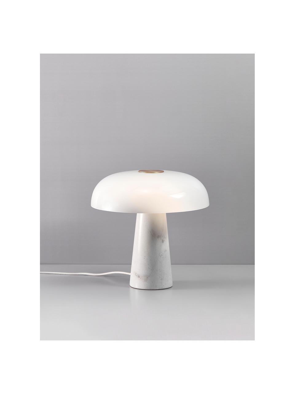 Tischlampe Glossy mit Marmorfuß, Lampenschirm: Opalglas, Lampenfuß: Marmor, Weiß, Ø 32 x H 32 cm