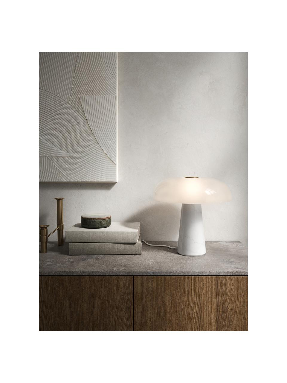 Lampe à poser en marbre Glossy, Blanc, Ø 32 x haut. 32 cm