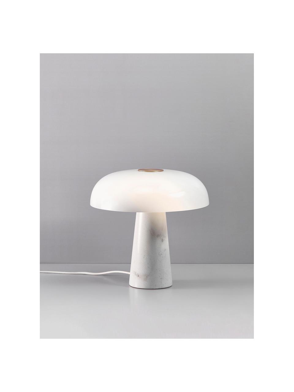 Lampada da tavolo con base in marmo Glossy, Paralume: vetro opale, Bianco, Ø 32 x Alt. 32 cm