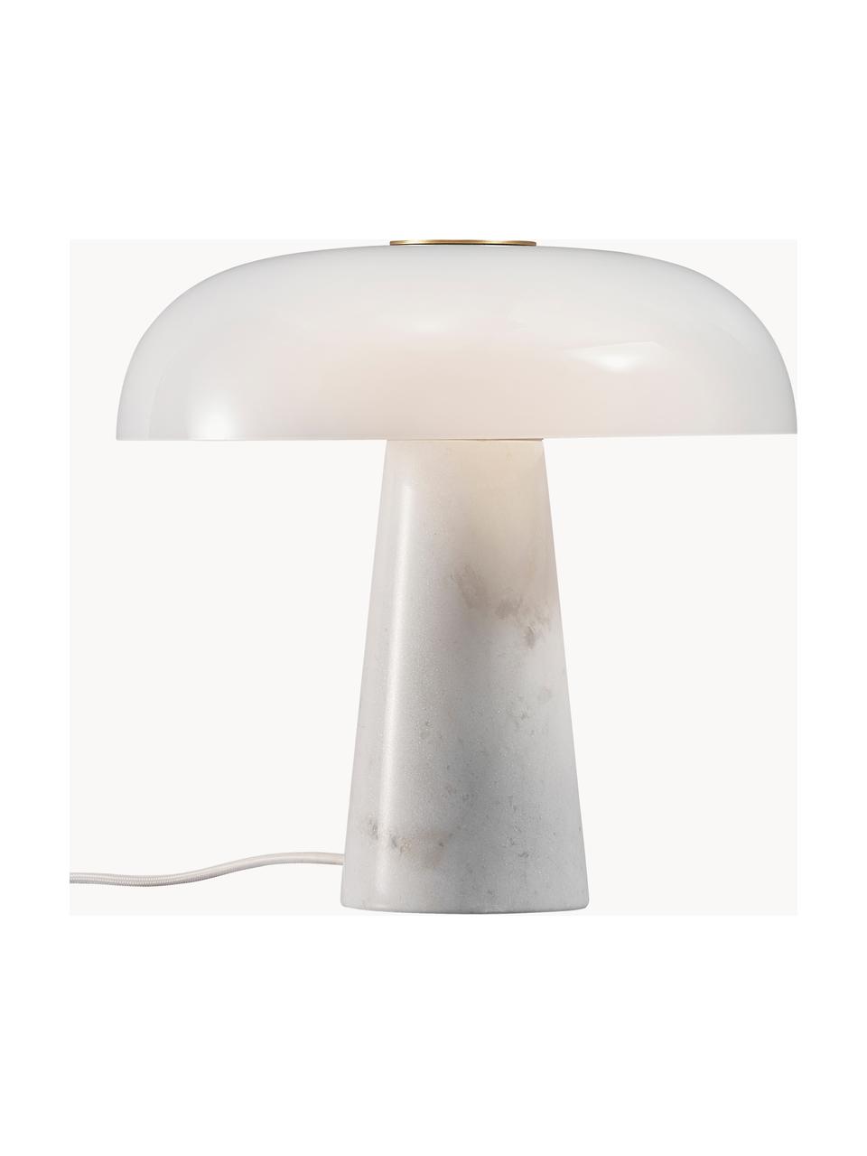 Lampa stołowa z marmurową podstawą Glossy, Biały, Ø 32 x W 32 cm