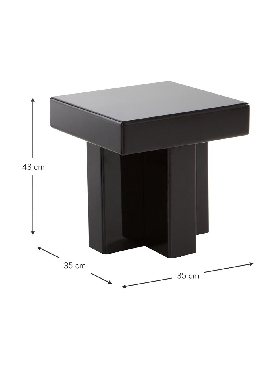 Bijzettafel Crozz in zwart, Vezelplaat met gemiddelde dichtheid (MDF), gelakt, Hout, zwart gelakt, B 50 x H 48 cm