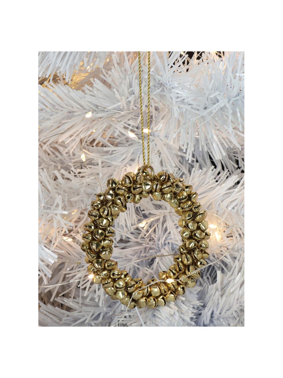 Kerstboomhanger Wreath met belletjes, Gecoat metaal, Goudkleurig, Ø 9 cm