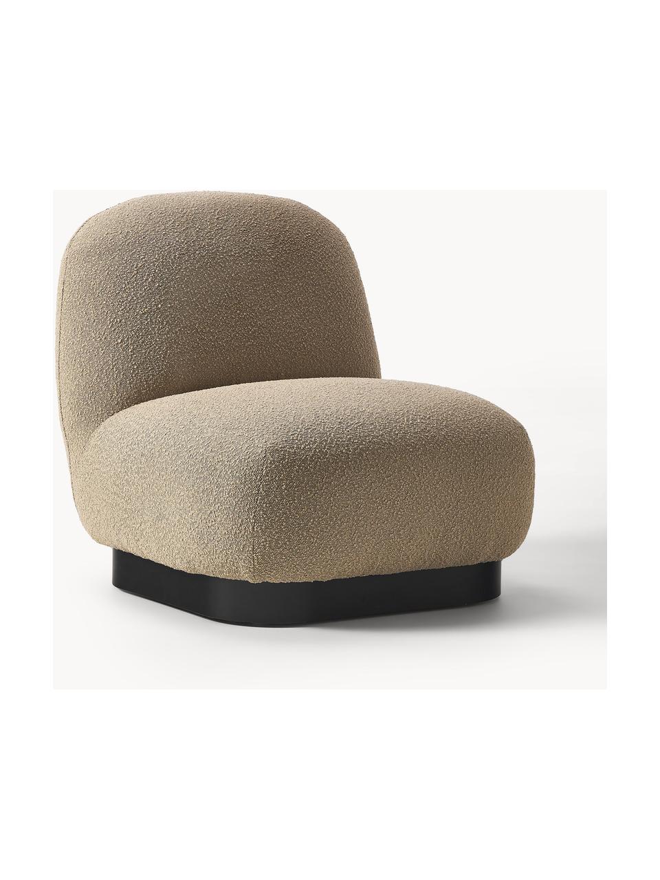 Sillón cóctel en tejido blouclé Elsie, Tapizado: tejido bouclé (poliéster), Estructura: madera contrachapada, Bouclé beige, negro, An 77 x F 84 cm