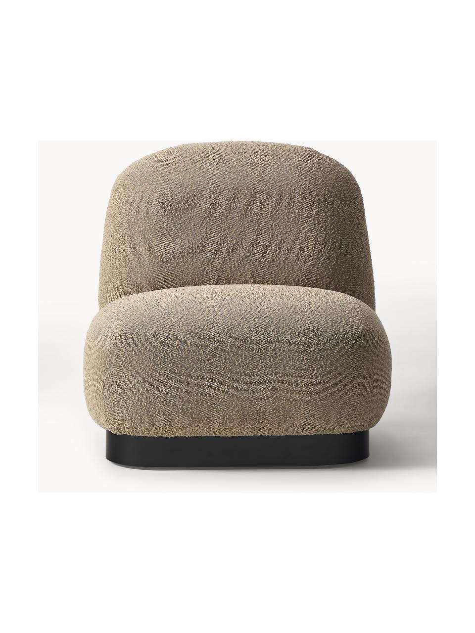 Sillón cóctel en tejido blouclé Elsie, Tapizado: tejido bouclé (poliéster), Estructura: madera contrachapada, Bouclé beige, negro, An 77 x F 84 cm