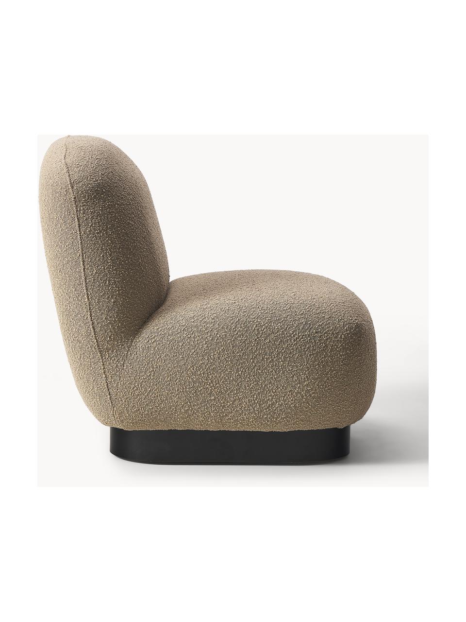 Bouclé cocktailfauteuil Elsie, Bekleding: bouclé (polyester) Met 10, Frame: multiplex, Poot: gecoat metaal, Bouclé beige, zwart, B 77 x H 84 cm