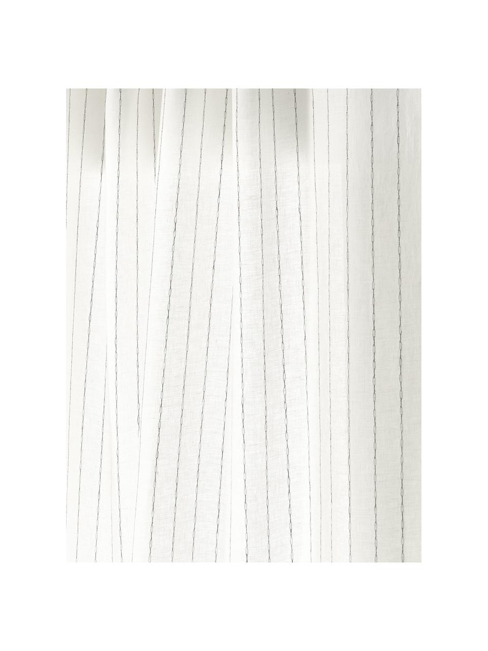 Poloprůhledné závěsy s multifunkční páskou Birch, 2 ks, 100 % len, Tlumeně bílá, Š 130 cm, D 260 cm