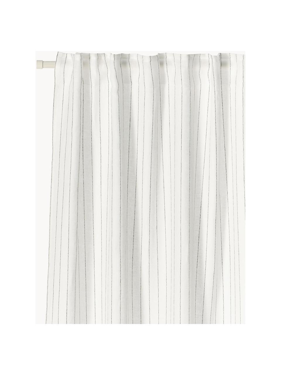 Cortinas semitransparente con multibanda Birch, 2 uds., 100% lino, Off White, An 130 x L 260 cm