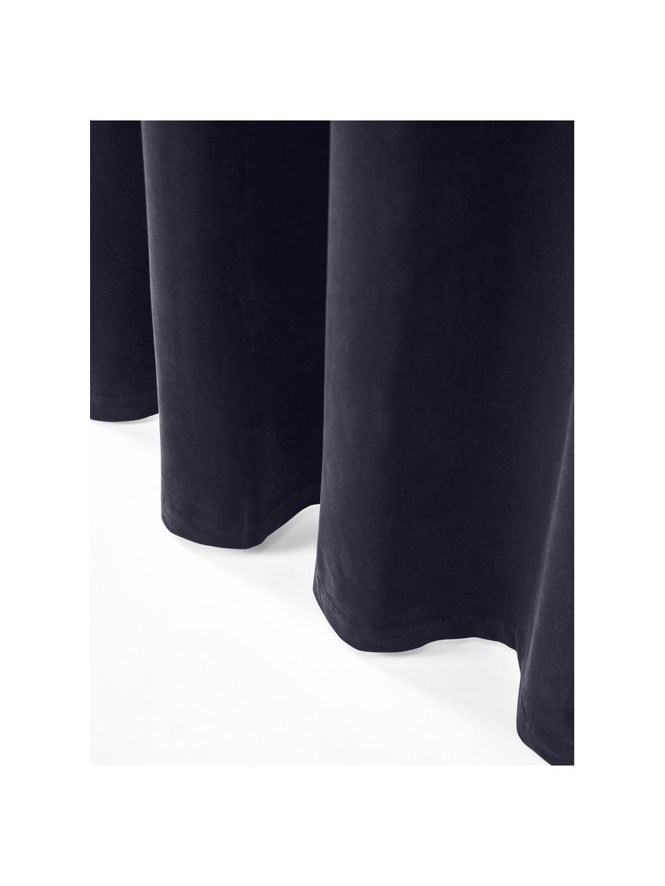 Sametové zatemňovací závěsy s kroužky Rush, 2 ks, 100 % polyester (recyklovaný), Tmavě modrá, Š 135 cm, D 260 cm