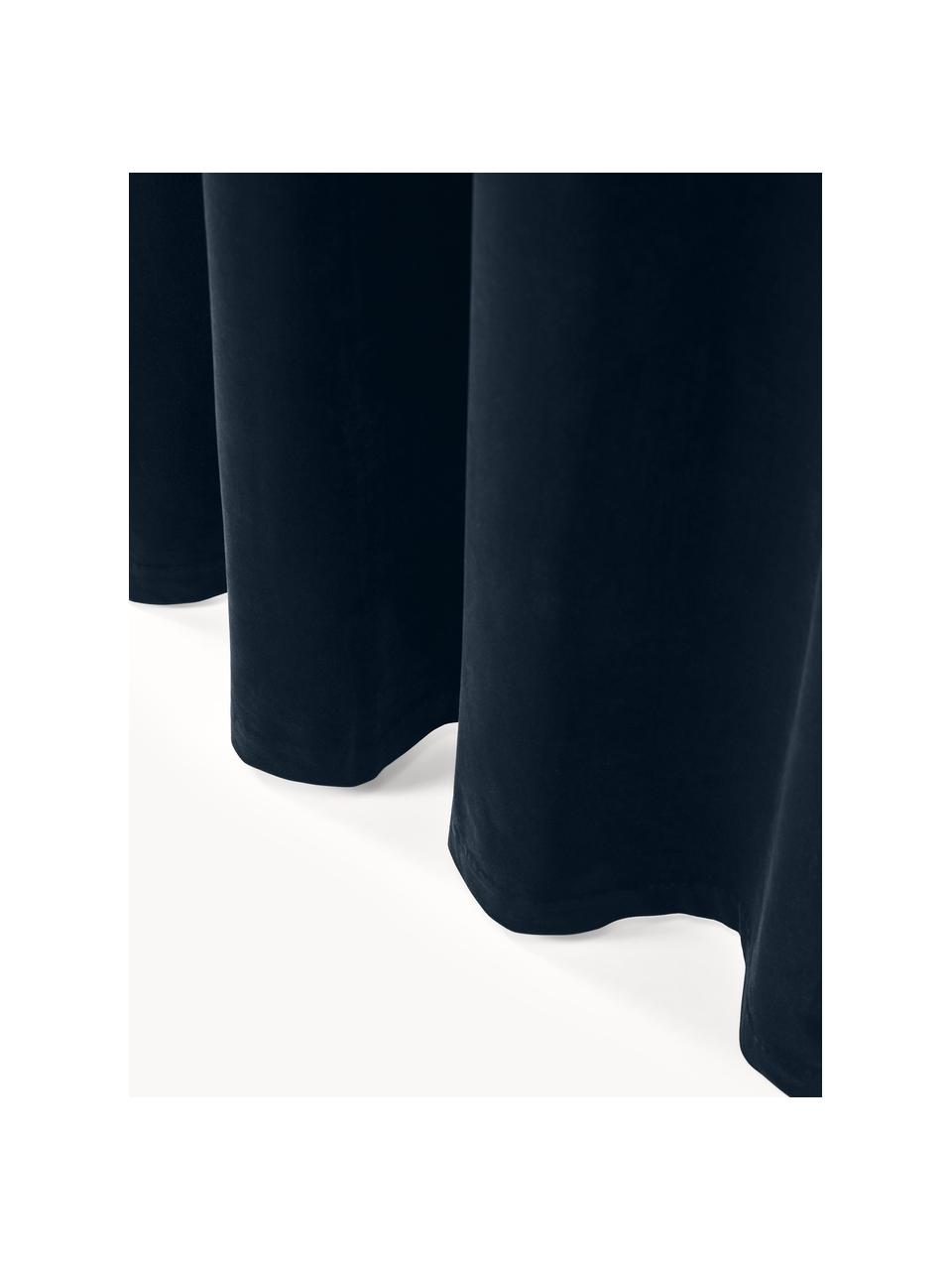 Fluwelen kussenhoes Dana, 100% polyester (gerecycled), GRS-gecertificeerd, Donkerblauw, B 140 x L 260 cm