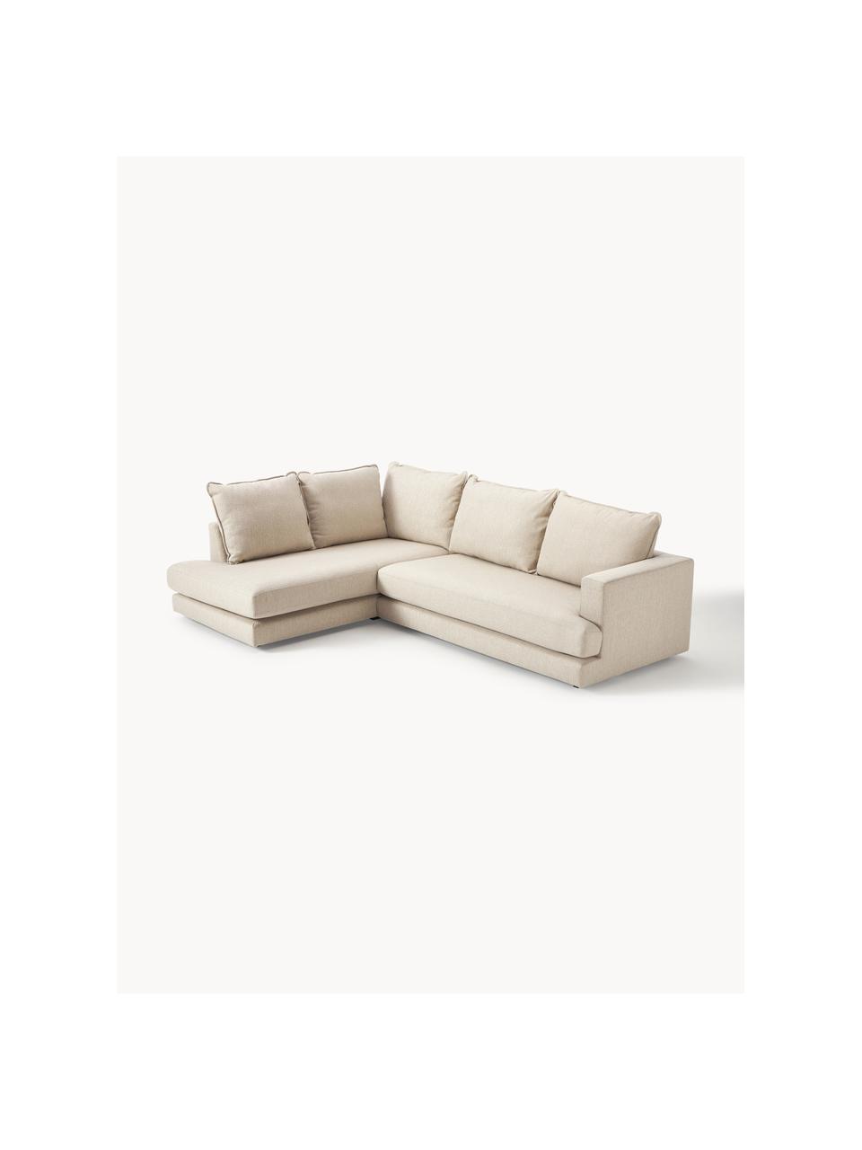 Sofa narożna Tribeca, Tapicerka: 100% poliester Dzięki tka, Stelaż: lite drewno sosnowe z cer, Nogi: lite drewno sosnowe z cer, Beżowa tkanina, S 274 x G 192 cm, prawostronna