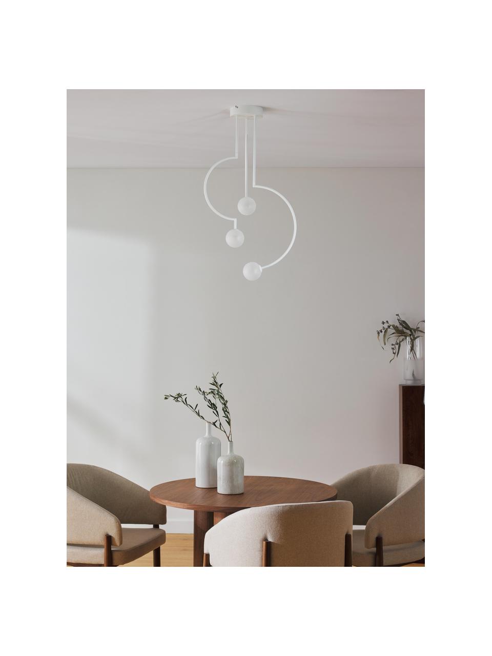 Hanglamp Aglaia, Baldakijn: gecoat metaal, Wit, Ø 45 x H 81 cm