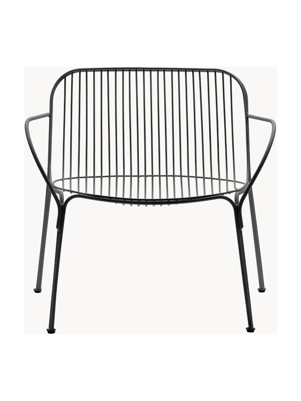 Fauteuil de jardin Hiray, Acier galvanisé, laqué, Noir, larg. 73 x prof. 65 cm