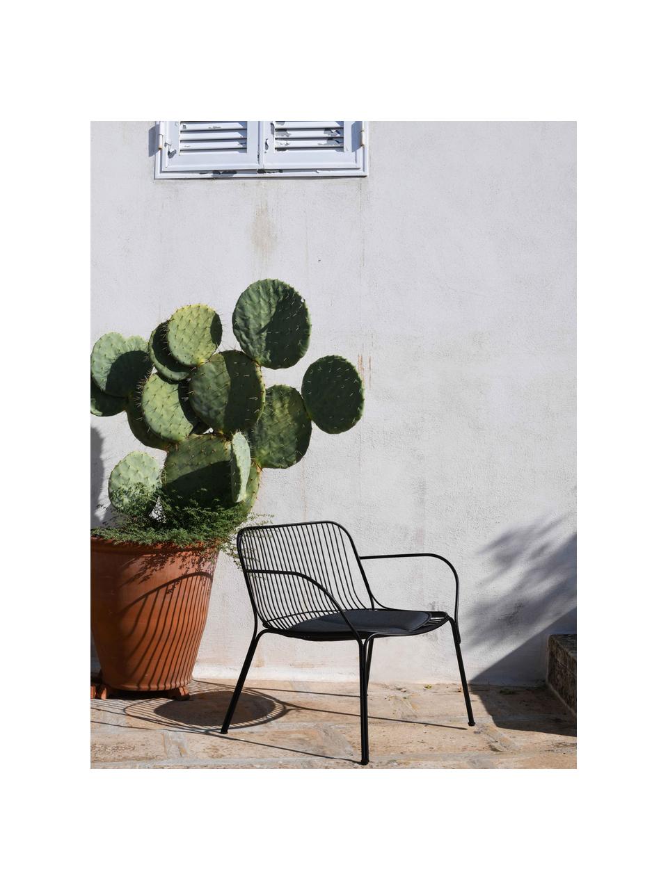 Fauteuil de jardin Hiray, Acier galvanisé, laqué, Noir, larg. 73 x prof. 65 cm