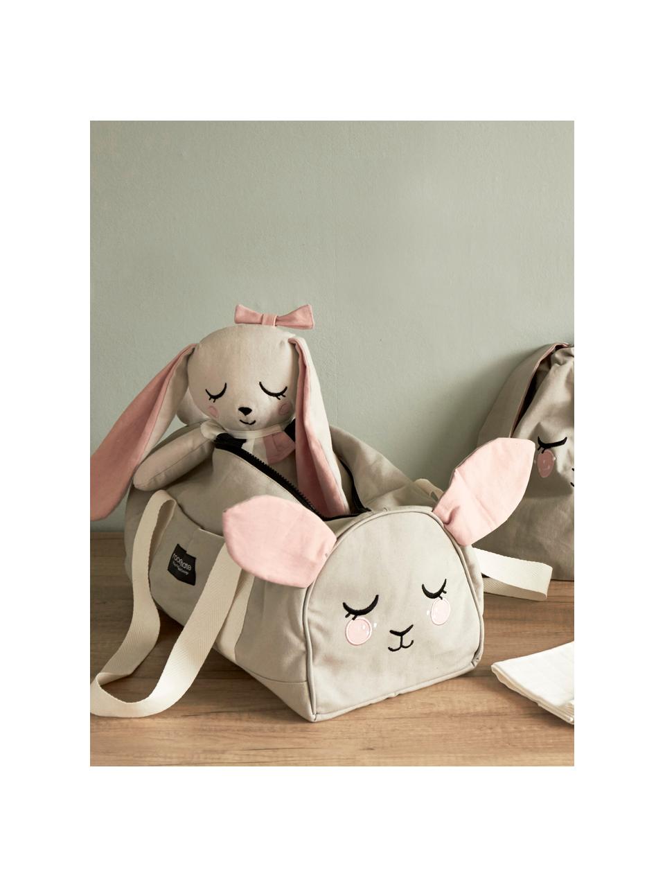 Borsa a tracolla con cordoncino Bunny, 100% cotone organico certificato GOTS, Beige, rosa, Larg. 40 x Alt. 20 cm