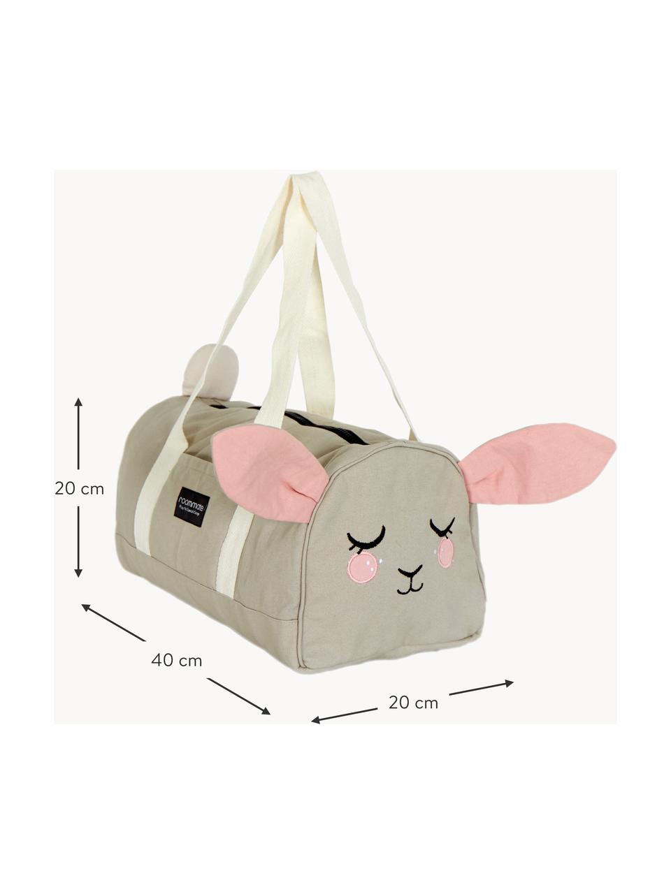 Borsa a tracolla con cordoncino Bunny, 100% cotone organico certificato GOTS, Beige, rosa, Larg. 40 x Alt. 20 cm