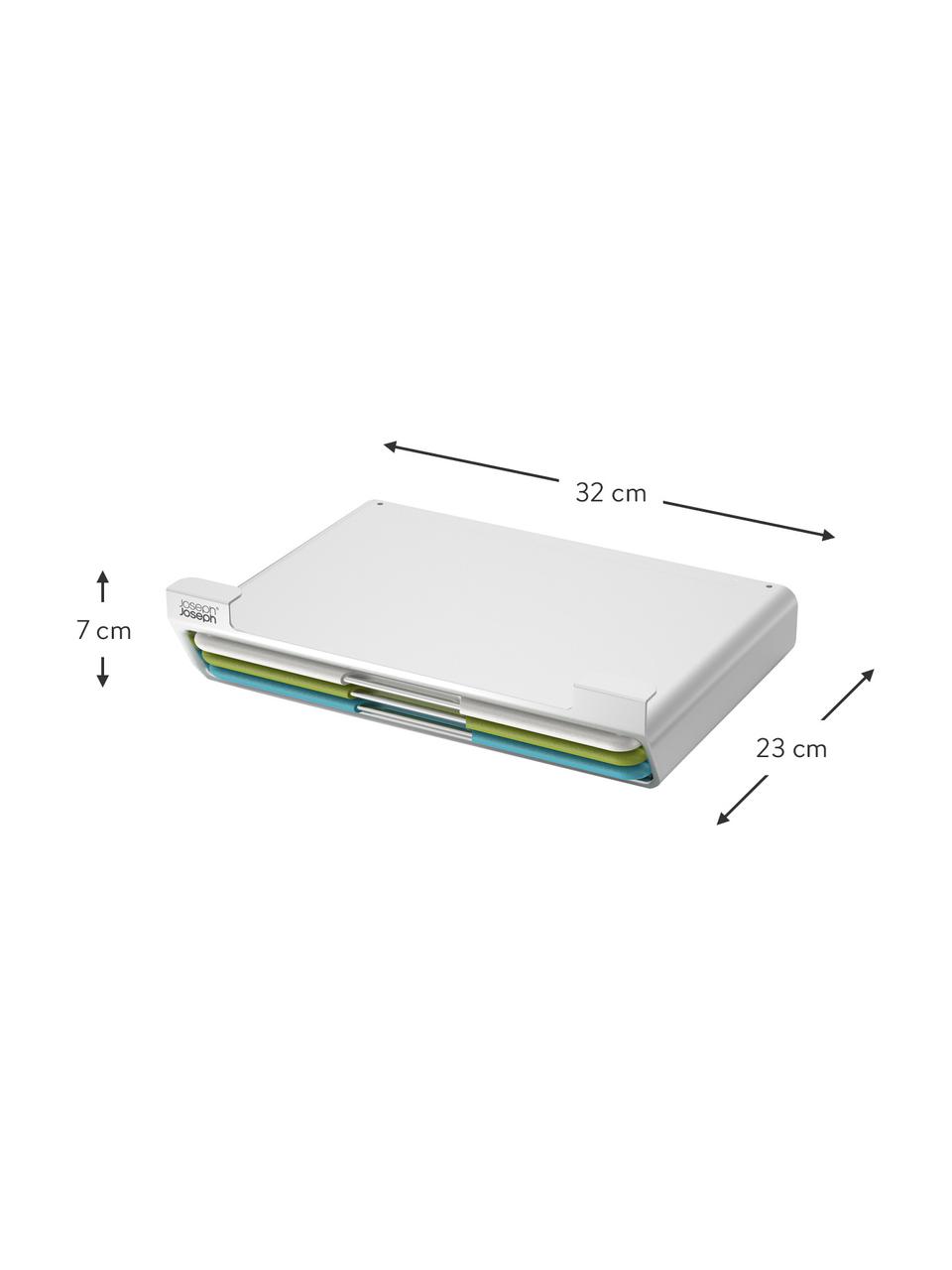 Planches à découper avec support Folio, 4 élém., Polypropylène (PP), Blanc, vert, bleu, larg. 23 x long. 32 cm