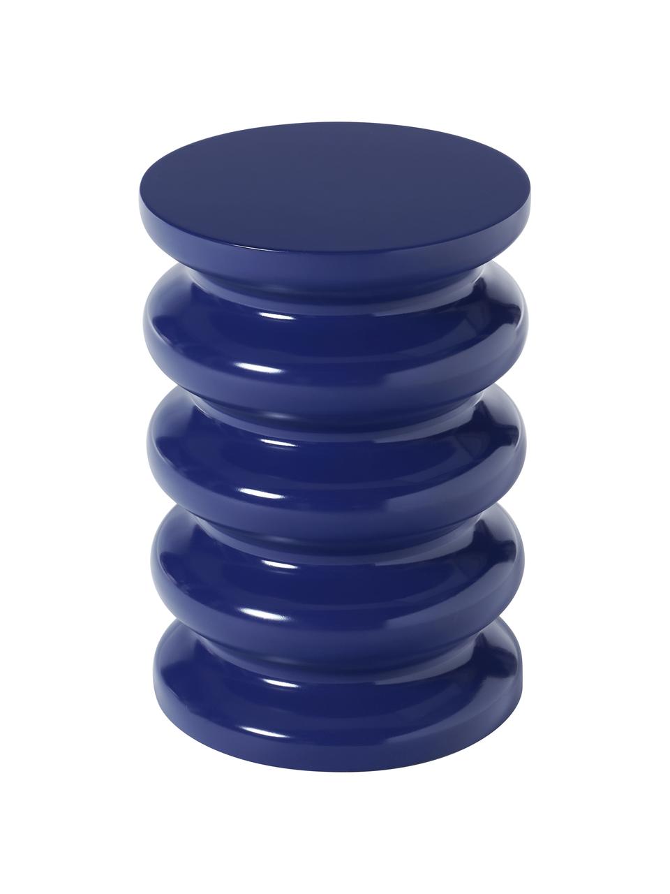 Mesa auxiliar redonda Illy, Tablero de fibras de densidad media (MDF) pintado, Azul oscuro, Ø 35 x Al 50 cm