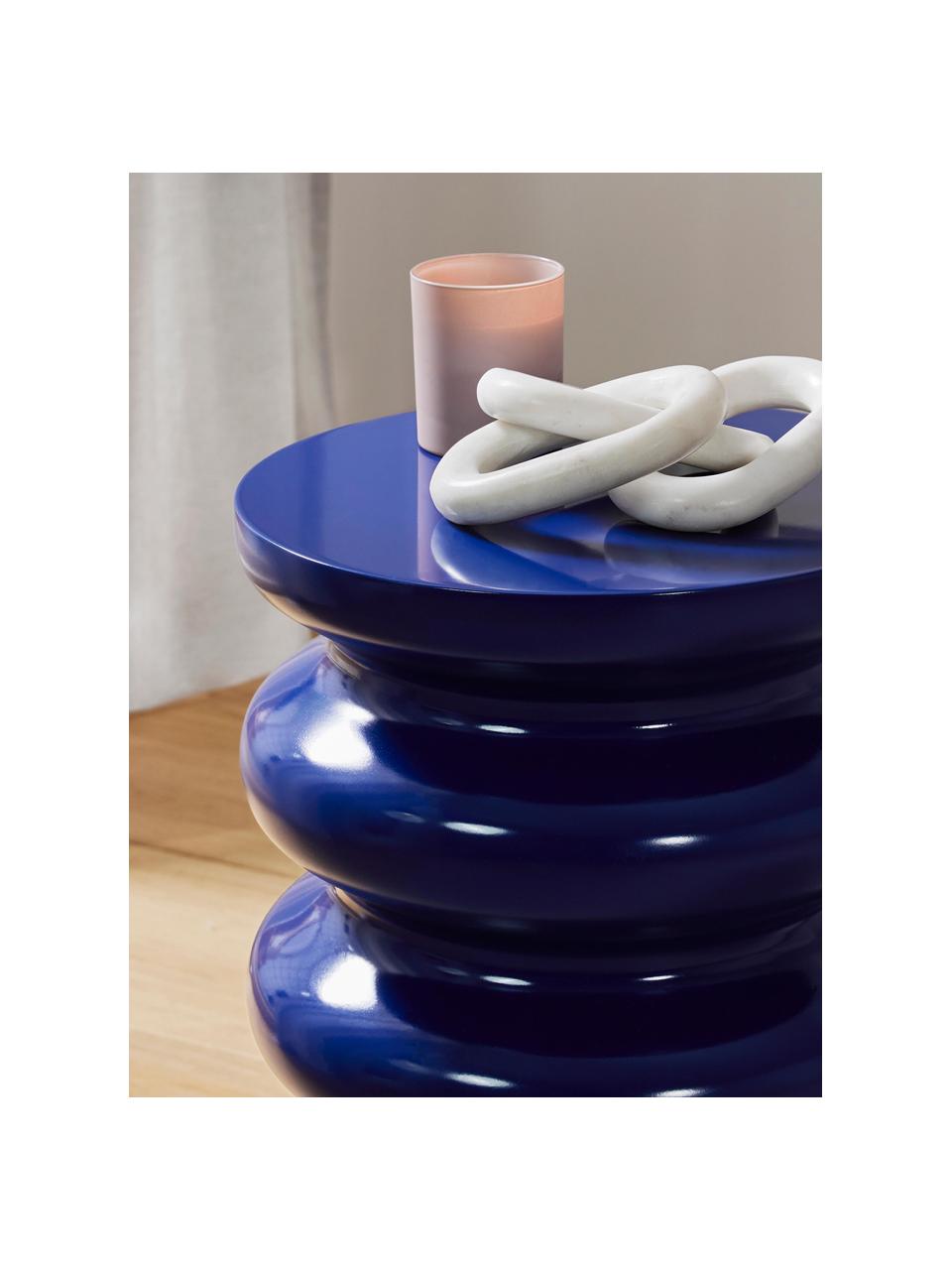 Table d'appoint ronde Illy, MDF, laqué, Bleu foncé, Ø 35 x haut. 50 cm