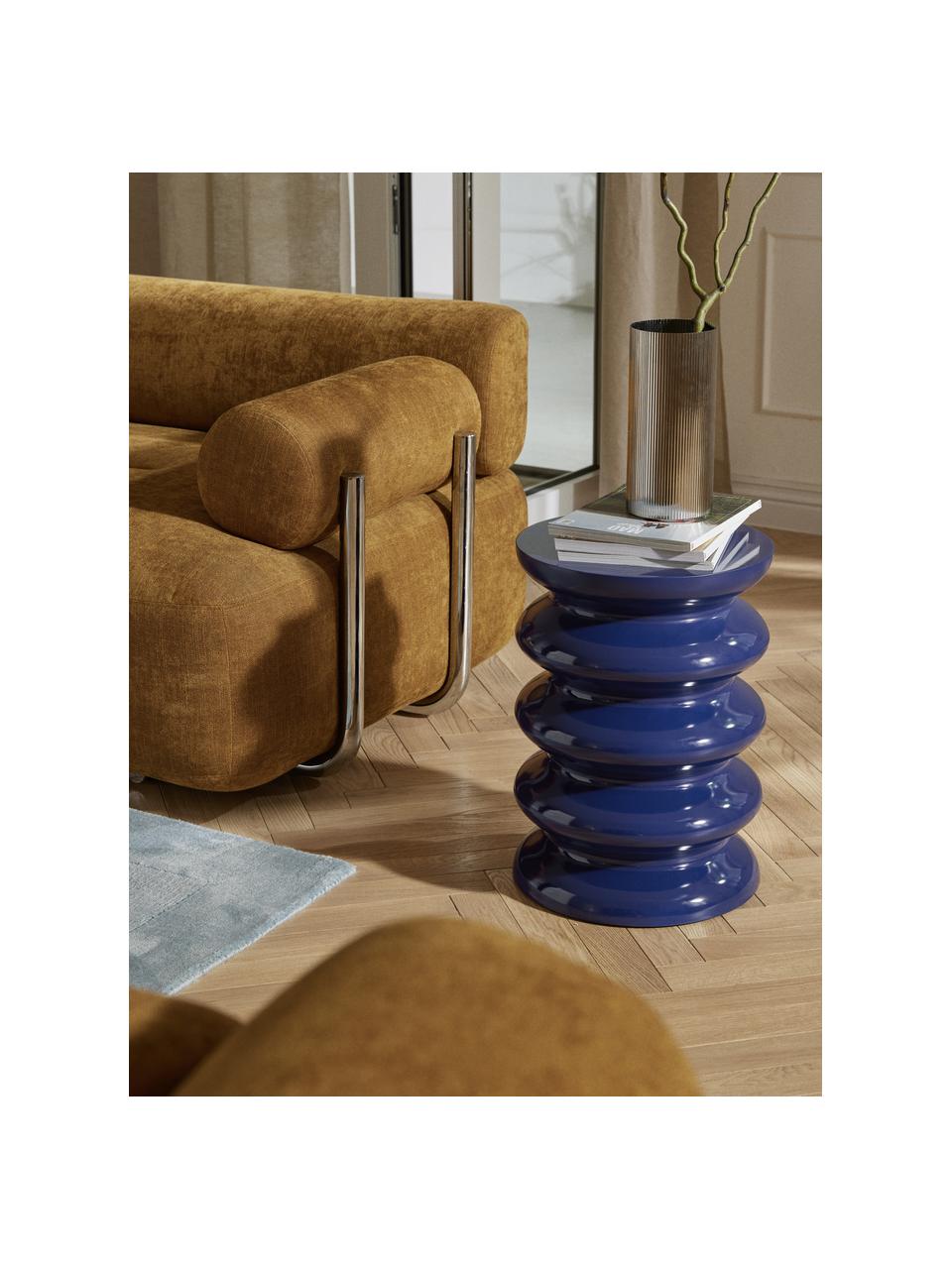 Kulatý odkládací stolek Illy, Lakovaná MDF deska (dřevovláknitá deska střední hustoty), Tmavě modrá, Ø 35 cm, V 50 cm