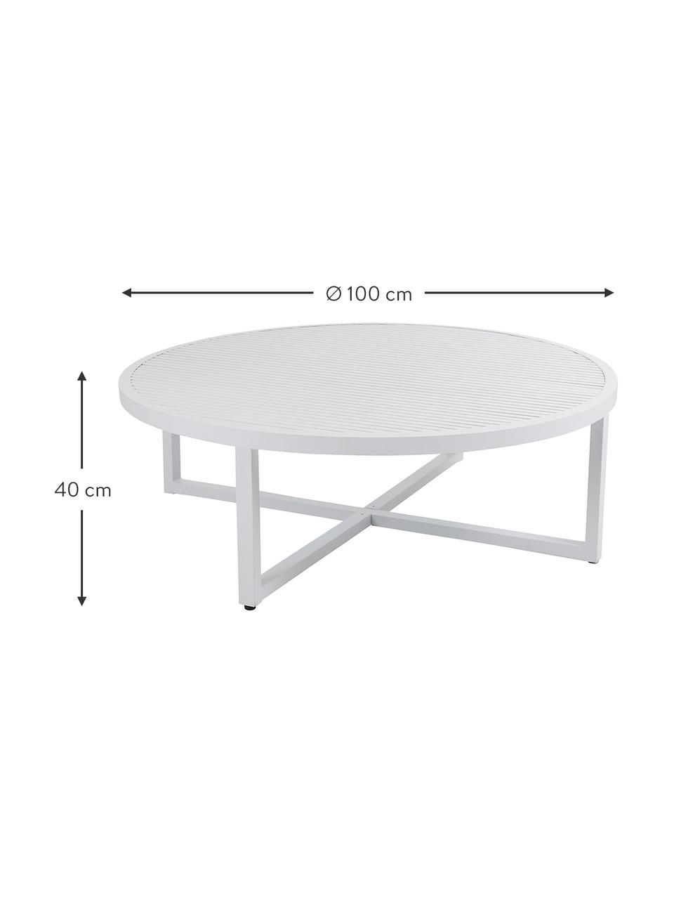 Ogrodowy stolik kawowy Vevi, Aluminium malowane proszkowo, Biały, Ø 100 x W 40 cm