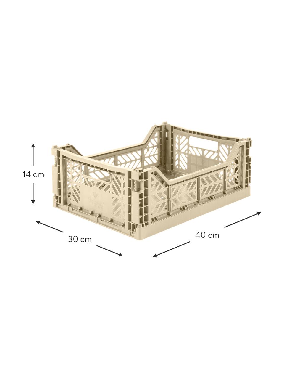 Boîte de rangement pliante Boulder, empilable, taille intermédiaire, Plastique, Beige, larg. 40 x haut. 14 cm