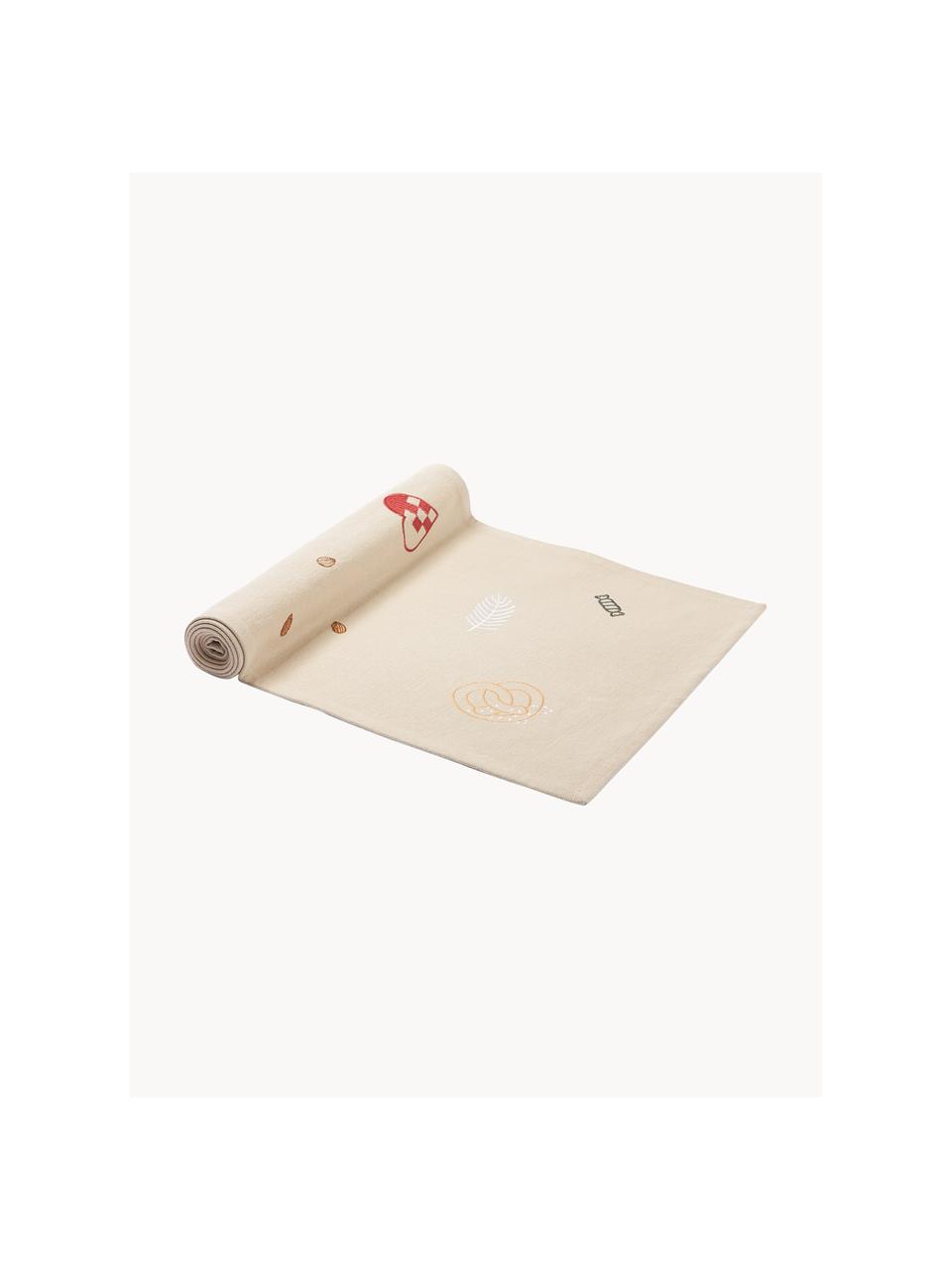 Chemin de table en coton Bomuld, 100% coton, Beige clair, rouge, larg. 40 x long. 140 cm