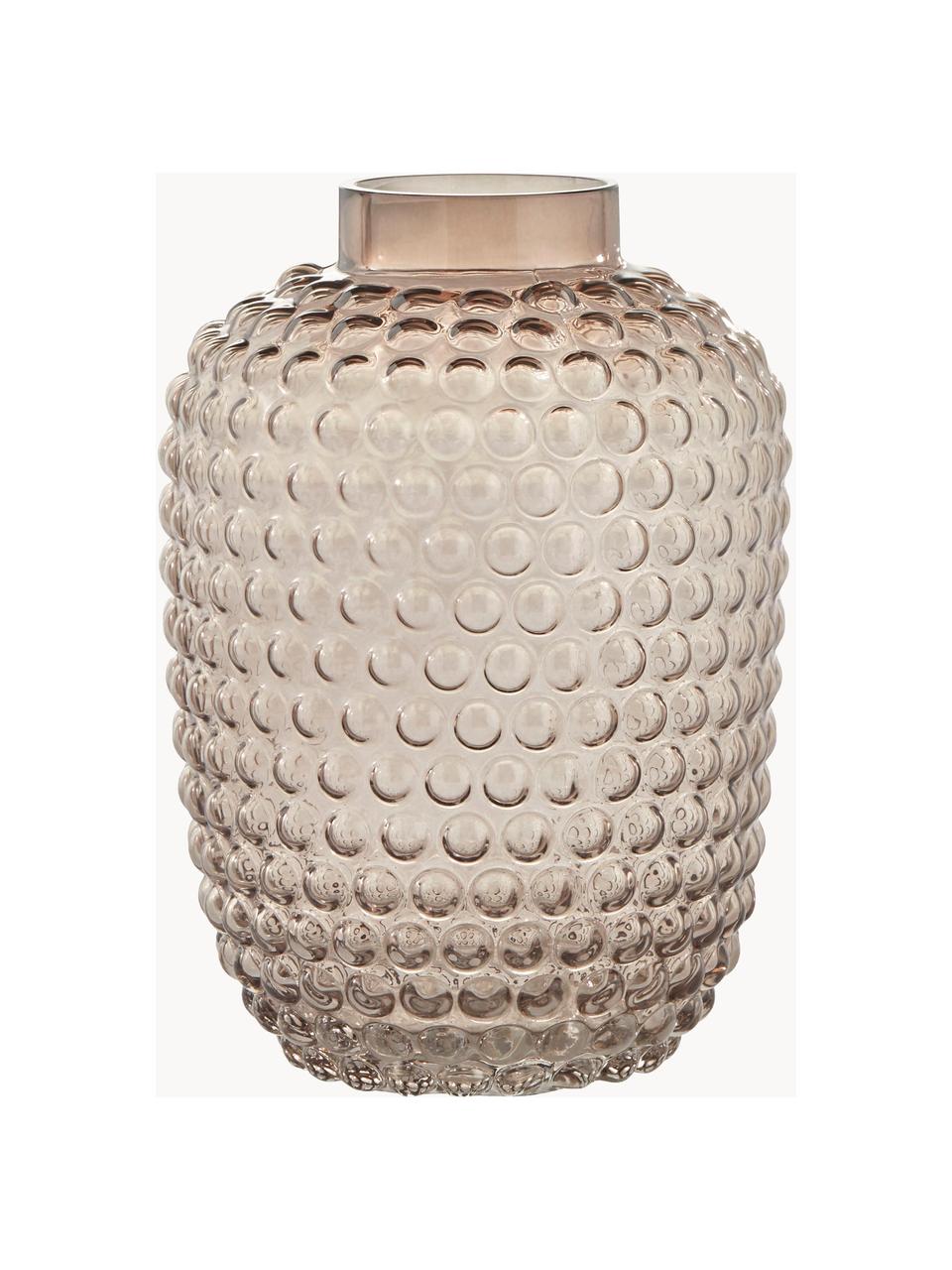Mundgeblasene Glas-Vase Dorinia, H 25 cm, Glas, Braun, Ø 18 x H 25 cm