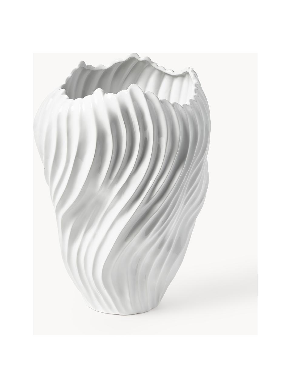 XL Vase Milazzo mit geriffeltem Twist, H 44 cm, Steinzeug, Weiß, Ø 31 x H 44 cm
