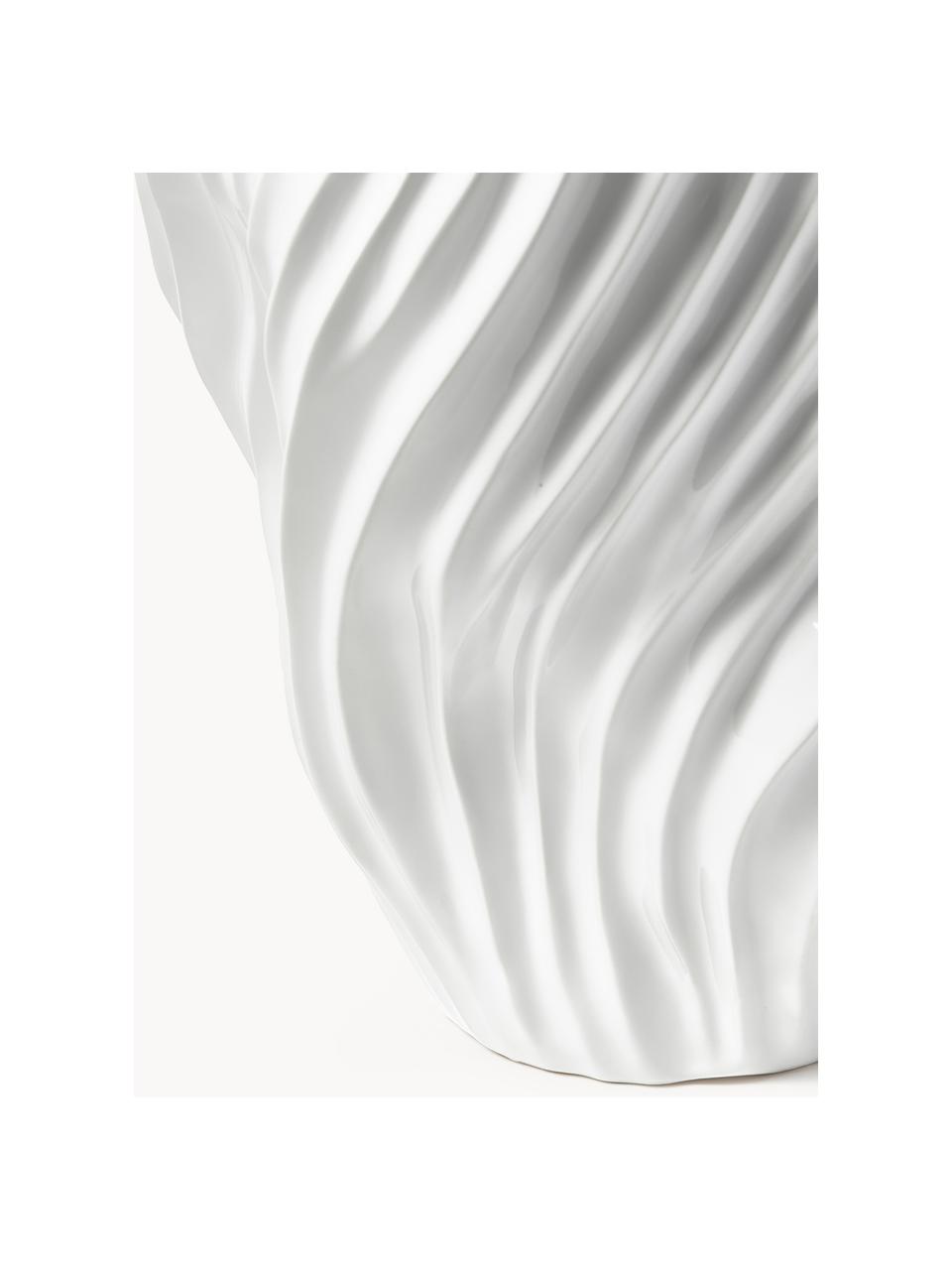 Vase Milazzo mit geriffeltem Twist, H 44 cm, Steinzeug, Weiss, Ø 31 x H 44 cm