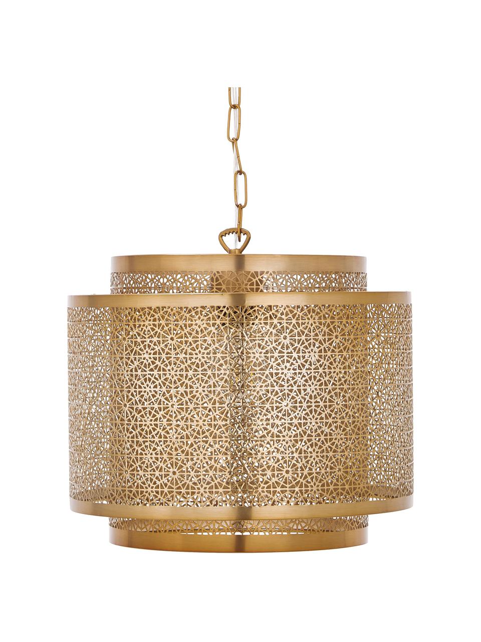 Lampa wisząca z metalu w stylu boho Hermine, Odcienie mosiądzu, matowy, Ø 35 x W 28 cm