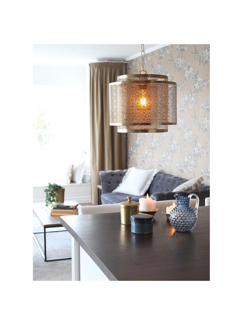 Lampa wisząca z metalu w stylu boho Hermine, Odcienie złotego, Ø 35 x W 28 cm