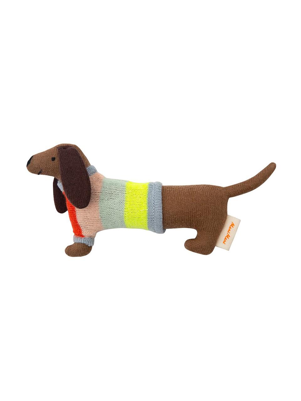 Hochet en coton bio Sausage Dog, Brun, multicolore