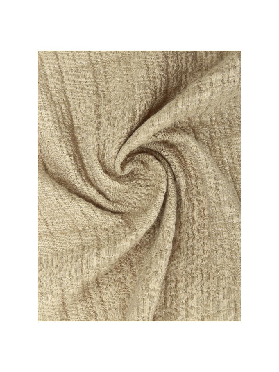 Přehoz z měkkého bavlněného mušelínu Liv, 100% bavlna, Světle hnědá, béžová, Š 180 cm, D 260 cm (pro postele s rozměry až 140 x 200 cm)